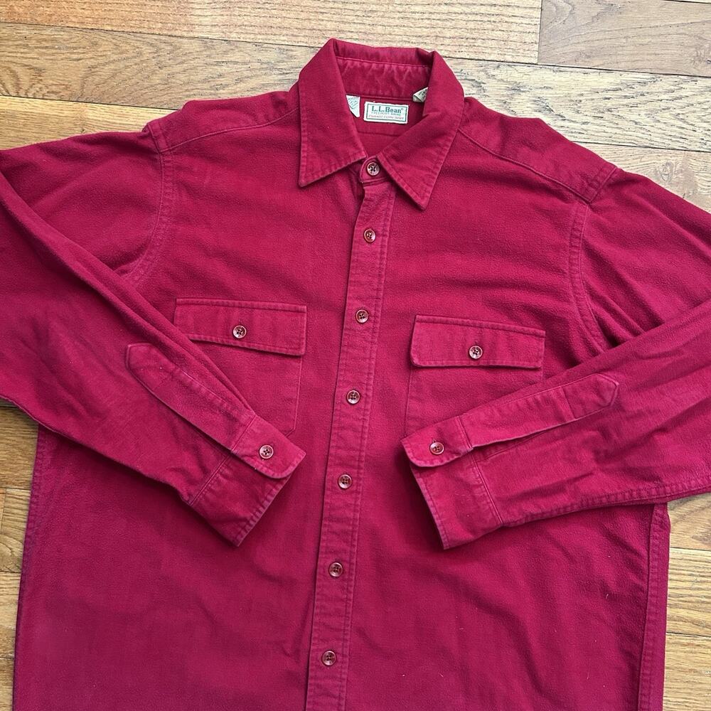 Vintage 80s Ll Bean Chamois Cloth Red Button Up Shirt 17 2XL Tall